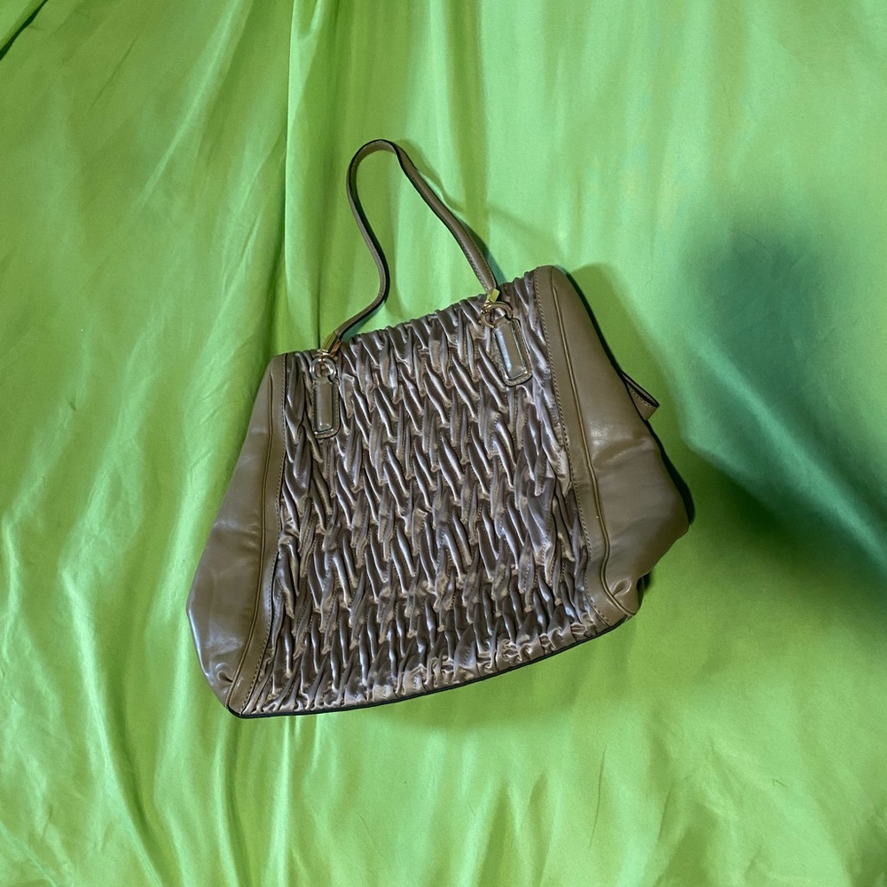 Silk and leather nude coach purse in perfect condition